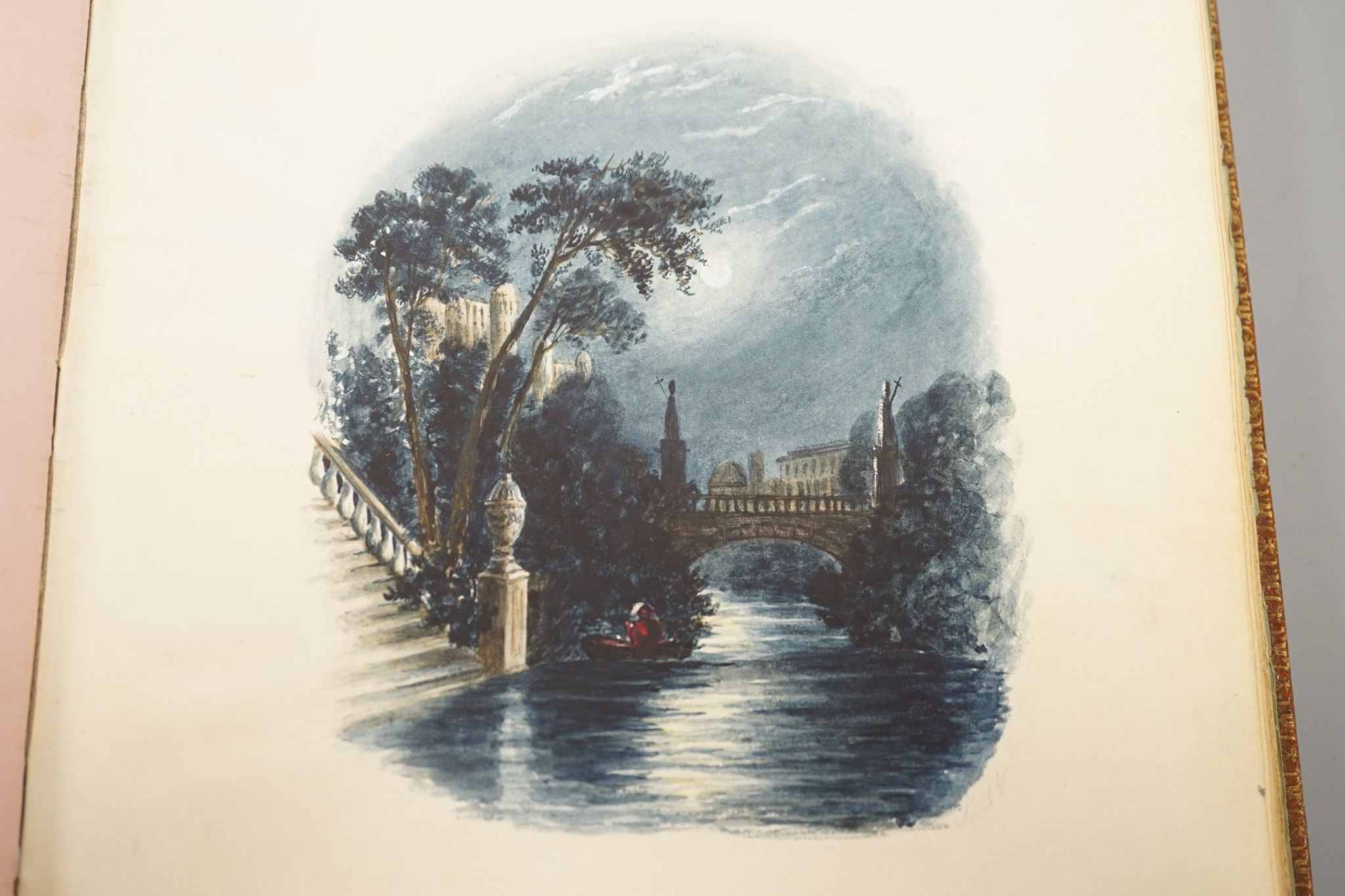 Mary Ann Vogan - an early 19th century album of 60 watercolours, pencil and ink drawings and engravings, including portraits, botanical specimens, land and seascapes, including 3 by R.C. Vogan, the front fly leaf inscrib